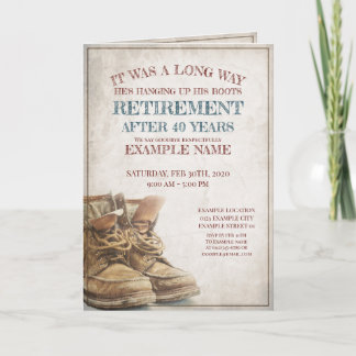 Announcement of retirement with old boots
