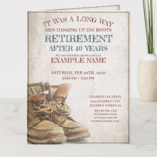 Announcement of retirement with old boots