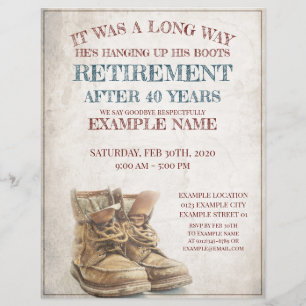 Announcement of retirement with old boots