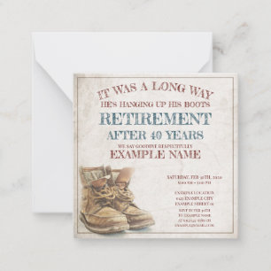 Announcement of retirement with old boots