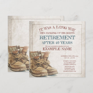 Announcement of retirement with old boots