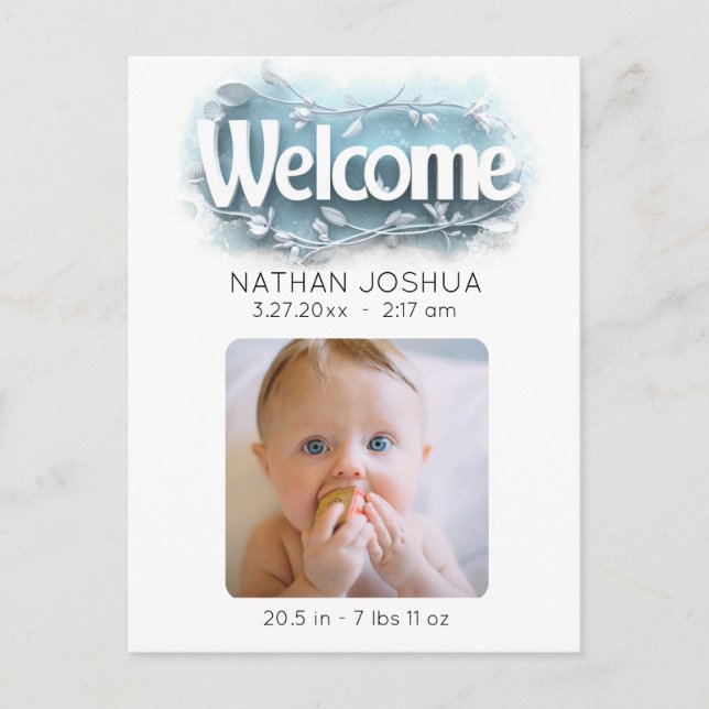 *~*  Announcement Photo AP79 Baby Newborn Birth (Front)