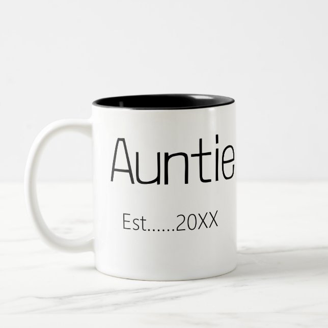 Announcement Trendy Auntie Established Personal Two-Tone Coffee Mug (Left)