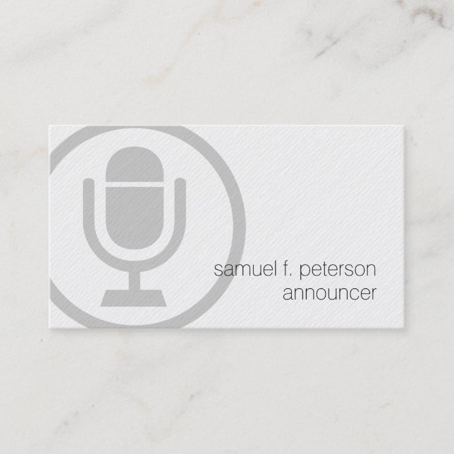 Announcer Bold Microphone Icon Entertainment Business Card (Front)