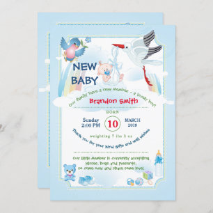 announsment for new baby, it is a boy invitation