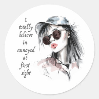 Annoyed at first sight classic round sticker