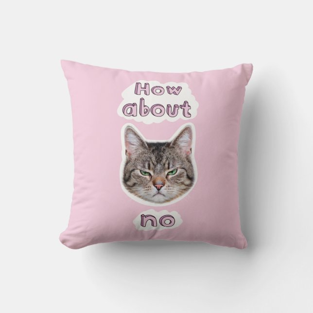 Annoyed Cat Throw Pillow (Front)
