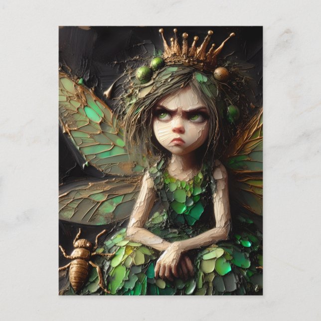 Annoyed Fairy Golden Insect Postcard (Front)