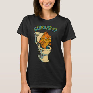 Annoyed Fish Emerging from Toilet â€“ Retro Comic  T-Shirt