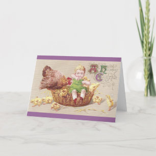 Annoyed Hen & Naughty Child Vintage Easter Card