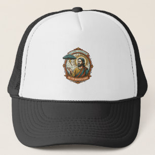 Annoyed Jesus Dark Rain Cloud Lightning Weather Hu Trucker Hat
