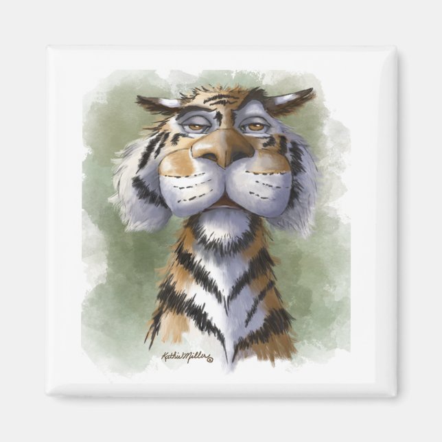 Annoyed Tiger Cartoon Magnet (Front)