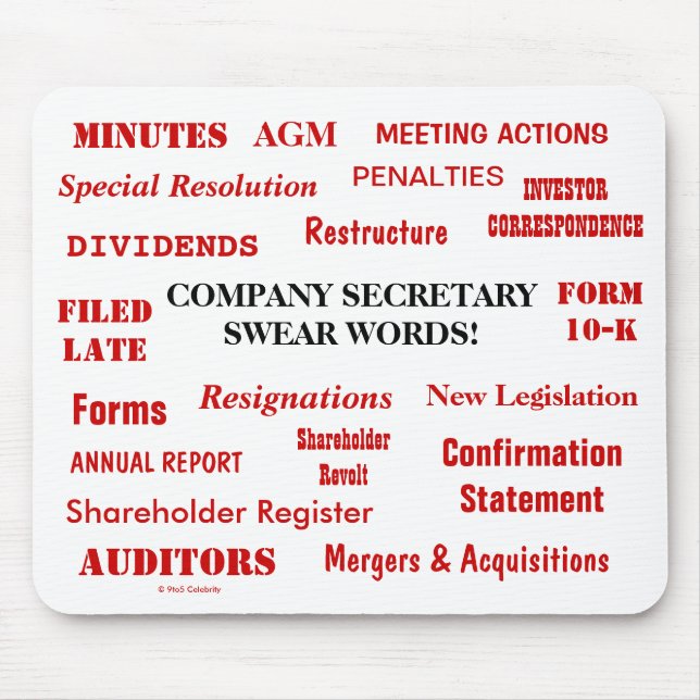 Annoying Funny Company Secretary Joke Swear Words Mouse Pad (Front)
