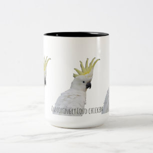 Annoyingly loud  chicken Two-Tone coffee mug
