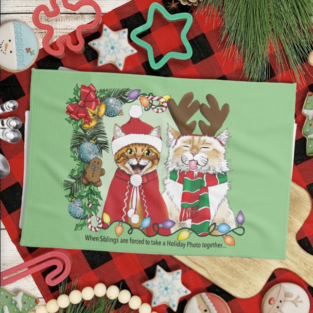 Annual Cat Christmas Photo Kitchen Towel (Creator Uploaded)