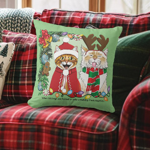 Annual Cat Christmas Photo Throw Pillow