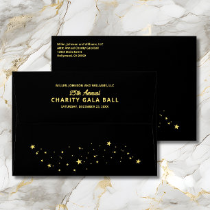 Annual Charity Gala Ball Event Elegant Black Gold Envelope