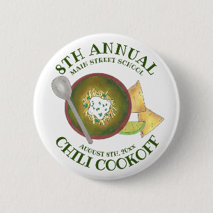 Annual Chili Cookoff Cook Off Bowl of Green Chili 2 Inch Round Button