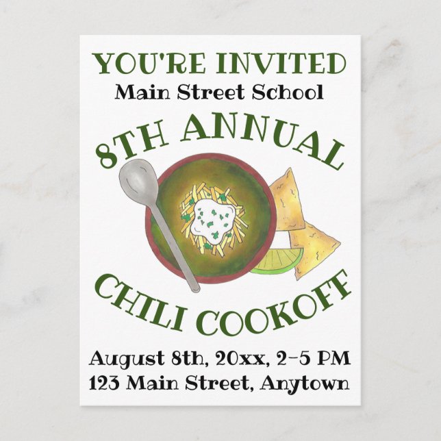 Annual Chili Cookoff Cook Off Event Invitation (Front)