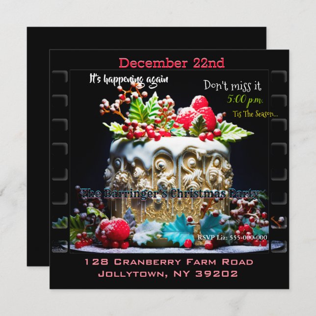 Annual Christmas Dessert Fun Party Invitation (Front/Back)