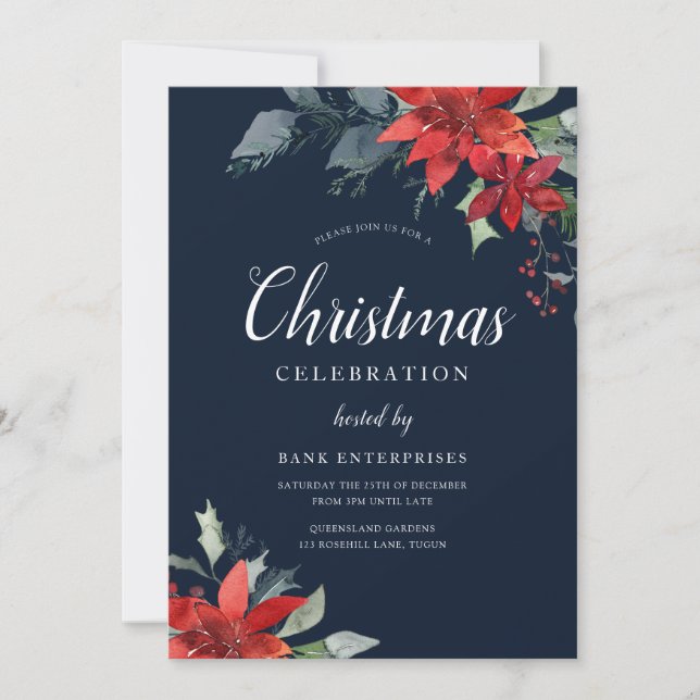 Annual Christmas Party Corporate Gala Event Navy Invitation (Front)