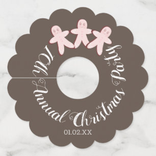 Annual Christmas Party Gingerbread Cookies Wine Glass Tag