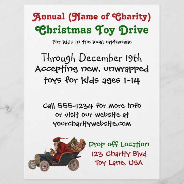 Annual Christmas Toy Drive Charity Santa Claus Flyer (Front)
