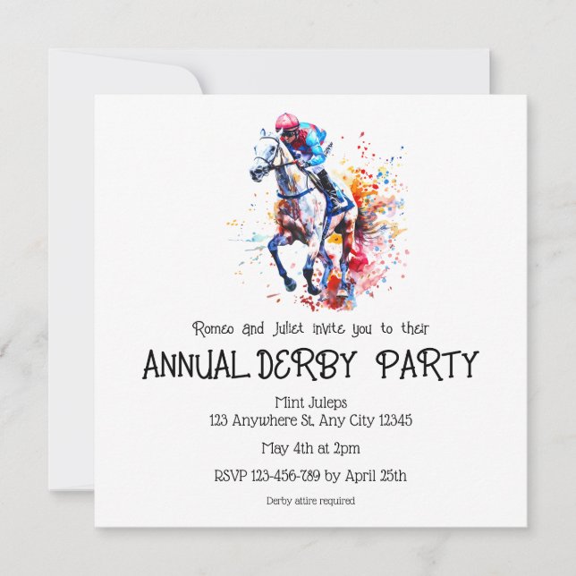 Annual Derby Party Invitation (Front)