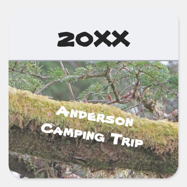 Annual Family Camping Trip Rustic Outdoor Vacation Square Sticker (Front)