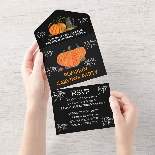 Annual Family Pumpkin Carving Party Halloween  All In One Invitation (Tearaway)