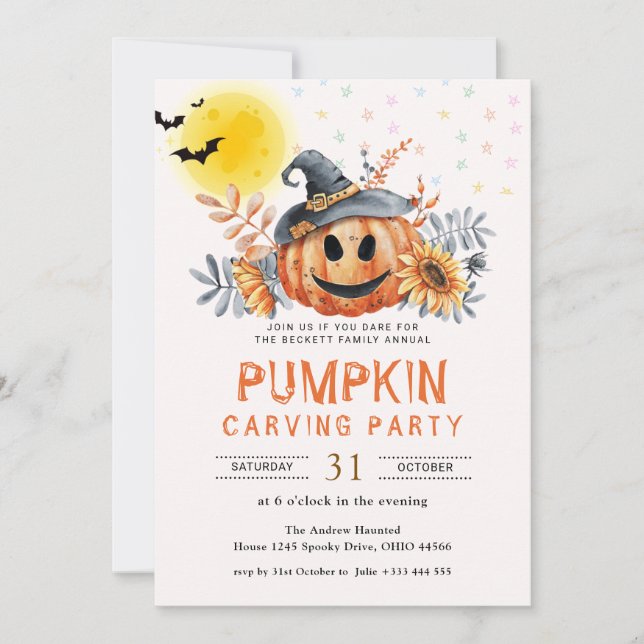 Annual Family Pumpkin Carving Party Halloween Invitation (Front)