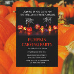 Annual Family Pumpkin Carving Party Halloween  Invitation<br><div class="desc">Annual Family Pumpkin Carving Halloween party. Black cat,  orange pumpkin design invitation. Please Personalize it with your details.</div>