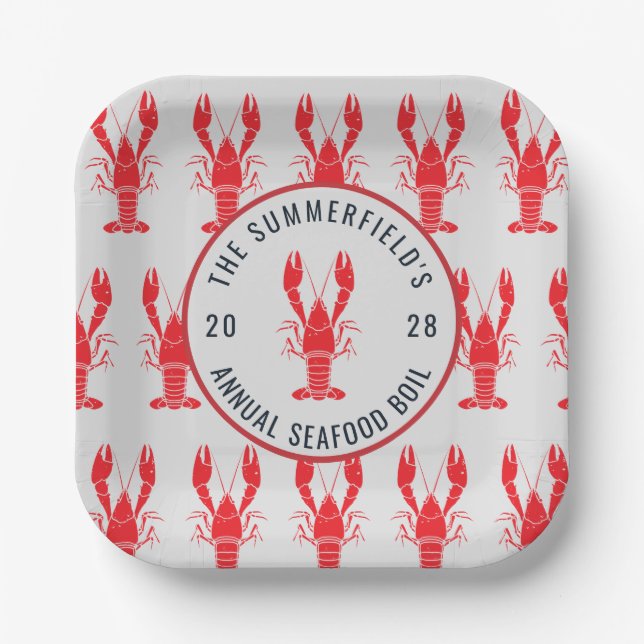 Annual Family Summer Crab Boil Custom  Paper Plate (Front)