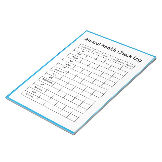 Annual Health Check Log Notepad (Angled)