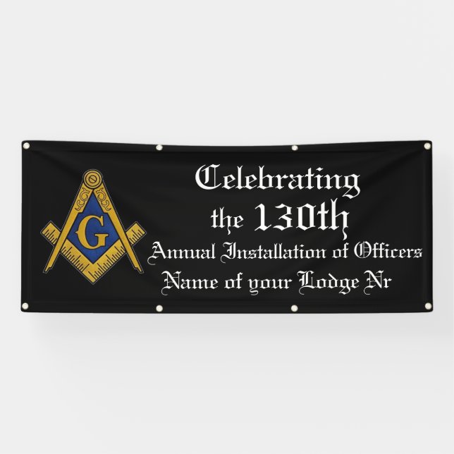Annual Installation of Officers Masonic Lodge Banner (Horizontal)