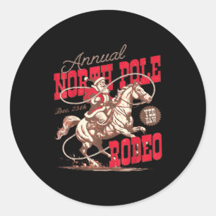 Annual North Le Rodeo Cowboy Santa Howdy Christmas Classic Round Sticker