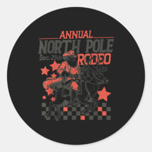 Annual North Le Rodeo Santa Western Cowboy Christm Classic Round Sticker