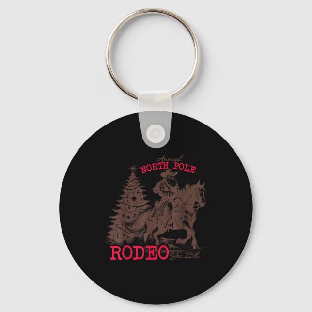 Annual North Le Rodeo Santa Western Cowboy Christm Keychain (Front)