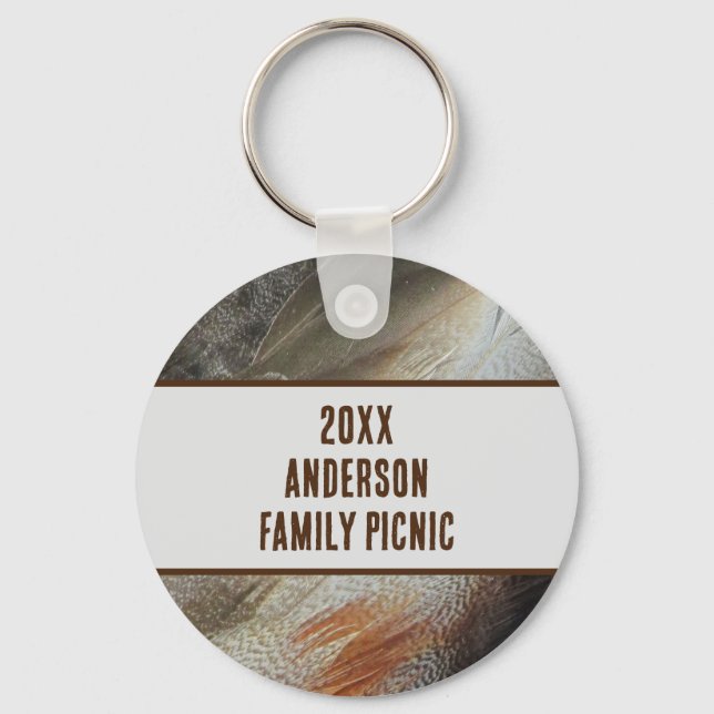 Annual Picnic Nature Feather Family Reunion Keychain (Front)