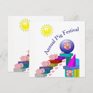 annual pig festival party invitation card