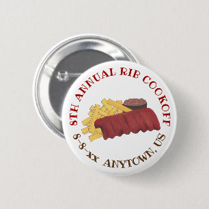 Annual Rib Cookoff BBQ Spare Ribs Barbecue Foodie 2 Inch Round Button