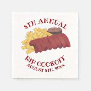 Annual Rib Cookoff BBQ Spare Ribs Barbecue Foodie Napkin