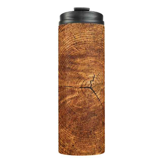 Annual rings tree texture structure thermal tumbler (Front)