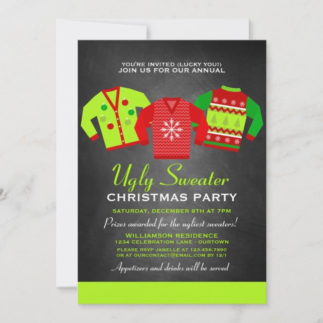 Annual Ugly Sweater Christmas Party Invitation (Front)