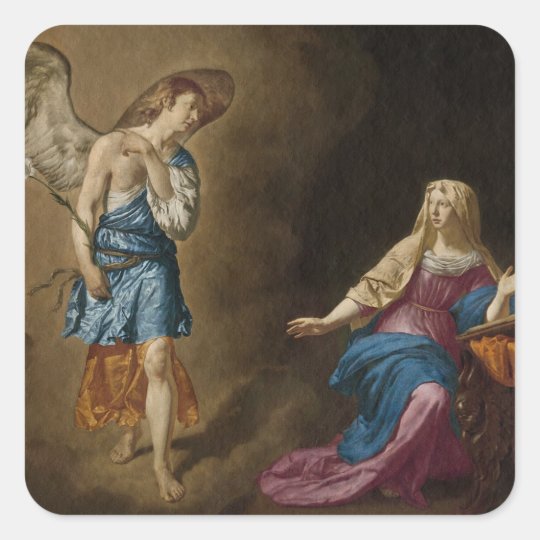 Annunciation Angel and Mary Square Sticker