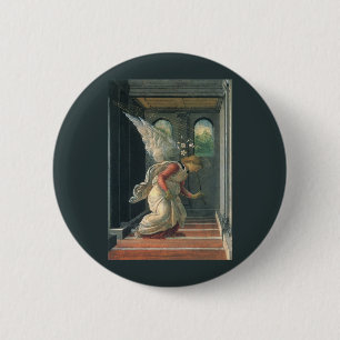 Annunciation (angel detail) by Sandro Botticelli 2 Inch Round Button