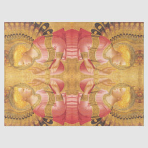 ANNUNCIATION ANGEL IN GOLD PINK Christmas Greeting Tissue Paper