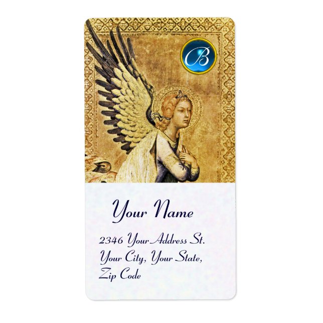 ANNUNCIATION ANGEL MONOGRAM ,Blue  Sapphire (Front)