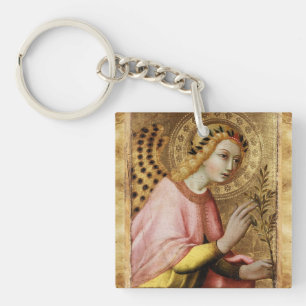 ANNUNCIATION ANGEL MONOGRAM ,Blue Sapphire Keychain