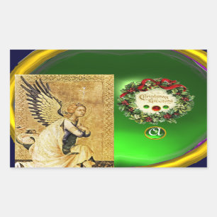 ANNUNCIATION ANGEL MONOGRAM, Green Emerald Sticker
